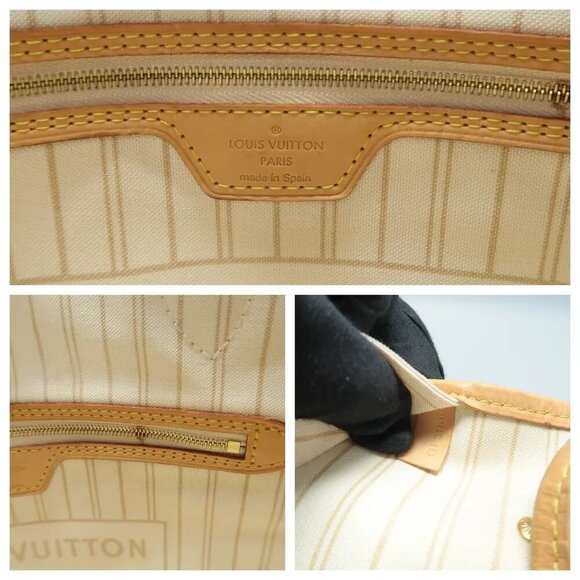 LOUIS VUITTON Neverfull MM White W/P Damier Azur Canvas Shoulder Bag 1632-101824 - Picture 11 of 12